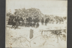 Cadillac-Lumber-Crew-And-Horse-Teams-Pose-With-Large-Decks-Of-Logs