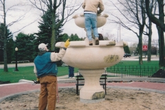 Installing The New Fountain in The City Park