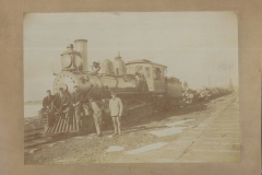 Cadillac-Lumber-Train-with-cars-of-logs-outside-Cobbs-And-Mitchell-Mill-Number-One