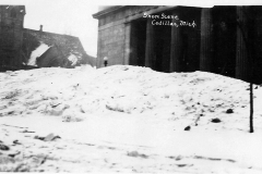 Snow Piled on the Post Office Steps